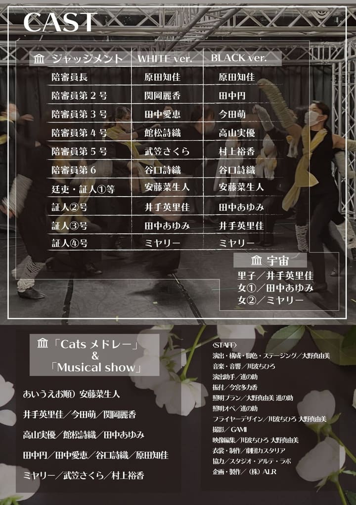 上演演目と配役表・スタッフ一覧を載せたフライヤー裏面|劇団カスタリア「Assortment」