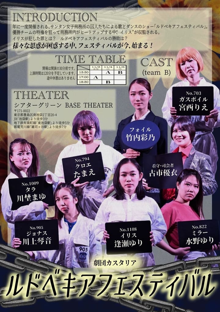 あらすじと上演日程を載せたフライヤー裏面|劇団カスタリア「ルドベキアフェスティバル」